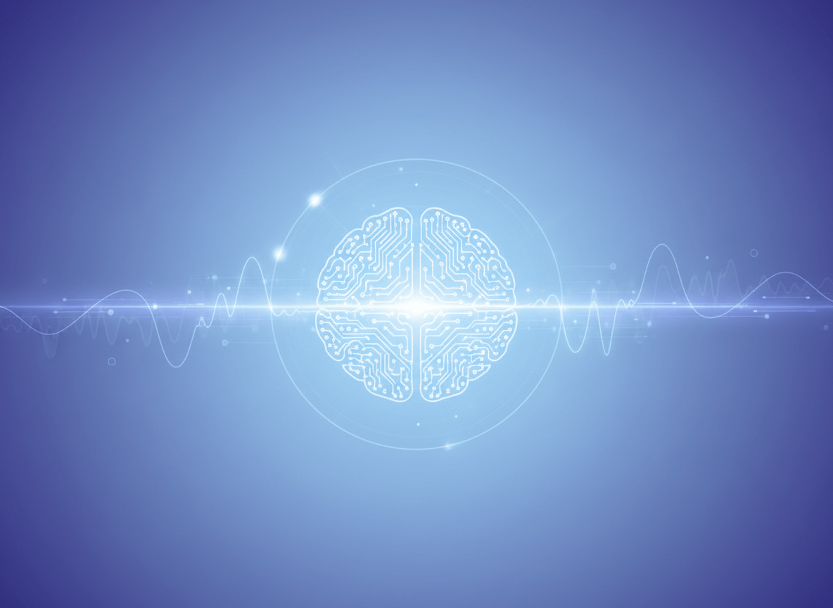 A clean, modern editorial featured image for a blog post titled “What Is Jev? The AI That Never Talks, Explained Simply.” Visualize a friendly, abstract AI concept that communicates silently: a glowing minimalist artificial intelligence symbol or digital brain with no speech bubble and no mouth, surrounded by subtle quiet interface signals, soft blue and violet gradients, approachable and easy to understand, professional technology magazine style, strong central composition, ample negative space, no text, no letters, no logos.